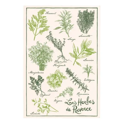 Dish towels - Printed tea towel Les herbes de Provence Écru 48 X 72 - MAISON VIVARAISE - SDE VIVARAISE WINKLER