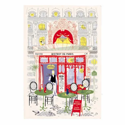 Dish towels - Printed tea towel Façade bistrot Écru 48 X 72 - MAISON VIVARAISE - SDE VIVARAISE WINKLER