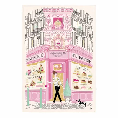Torchons - Torchon Imprimé Façade patisserie Ecru 48 x 72 - MAISON VIVARAISE - SDE VIVARAISE WINKLER