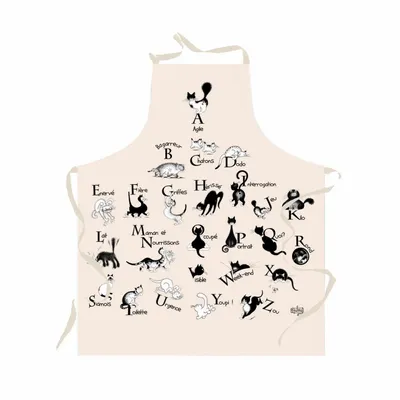 Aprons - Apron Abecedaire Dubout Ecru 72 X 85 - MAISON VIVARAISE - SDE VIVARAISE WINKLER