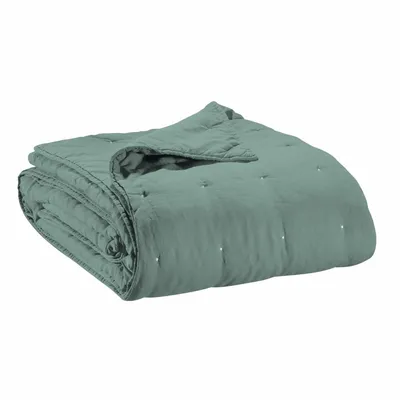Linge de lit - Jeté de lit Zeff Vert de gris 240 x 260 - MAISON VIVARAISE - SDE VIVARAISE WINKLER