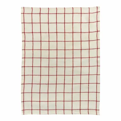 Dish towels - Kitchen Towel Karma Checks Rouge/Ecru 55 X 75 - MAISON VIVARAISE - SDE VIVARAISE WINKLER