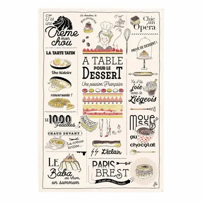 Dish towels - Kitchen Towel Les Dessert Francais Ecru 48 X 72 - MAISON VIVARAISE - SDE VIVARAISE WINKLER