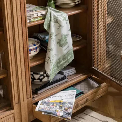 Dish towels - Tea Towel Toits de Paris Blanc 48 X 72 - MAISON VIVARAISE - SDE VIVARAISE WINKLER