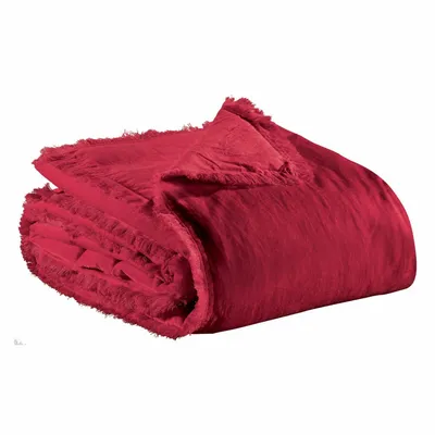 Linge de lit - Jeté uni Fara Rubis 240 x 260 - MAISON VIVARAISE - SDE VIVARAISE WINKLER