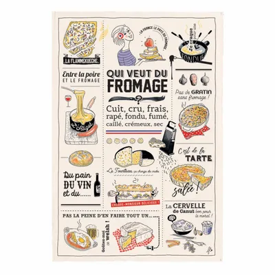 Torchons - Torchon Qui veut du fromage Ecru 48 x 72 - MAISON VIVARAISE - SDE VIVARAISE WINKLER