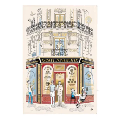 Dish towels - Kitchen Towel Facade Boulangerie Ecru 48 X 72 - MAISON VIVARAISE - SDE VIVARAISE WINKLER