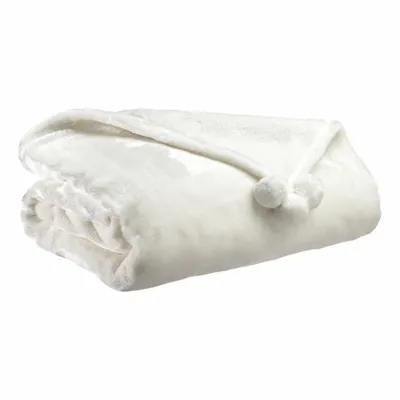 Throw blankets - Tender Pompons Throw Blanket Neige 130 X 170 - MAISON VIVARAISE - SDE VIVARAISE WINKLER