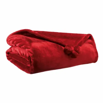 Plaids - Plaid Tender pompons Rubis 130 x 170 - MAISON VIVARAISE - SDE VIVARAISE WINKLER