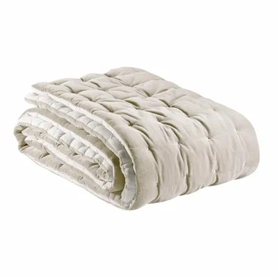 Linge de lit - Jeté uni Elise finition capiton Grège 240 x 260 - MAISON VIVARAISE - SDE VIVARAISE WINKLER