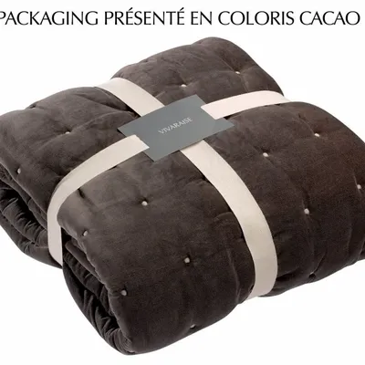 Linge de lit - Chemin de lit uni Elise Grège 90 x 240 - MAISON VIVARAISE - SDE VIVARAISE WINKLER