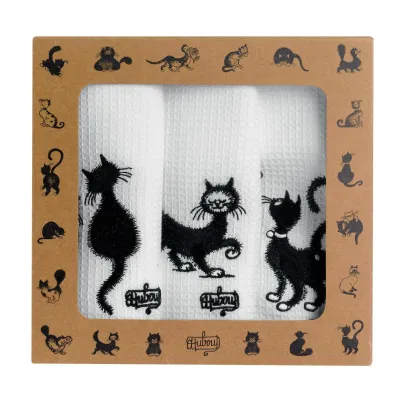 Dish towels - Gift Box 3 Kitchen Towels Dubout Blanc 40 X 60 - MAISON VIVARAISE - SDE VIVARAISE WINKLER