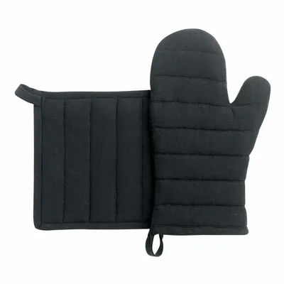 Potholders - Recycled Kitchen Glove and Pot Holder Jona Noir 15 X 30 - MAISON VIVARAISE - SDE VIVARAISE WINKLER