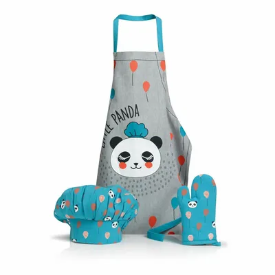Aprons - Kid Set Panda Bleu Clair/Gris 52 X 63 - MAISON VIVARAISE - SDE VIVARAISE WINKLER