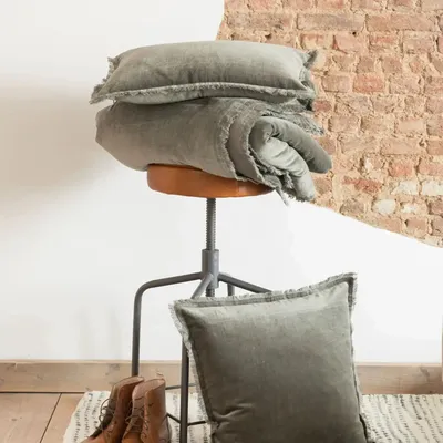 Coussins - Coussin uni Fara Thym 45 x 45 - MAISON VIVARAISE - SDE VIVARAISE WINKLER