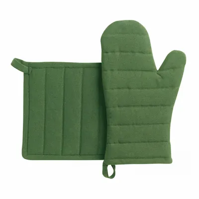 Potholders - Recycled Kitchen Glove and Pot Holder Jona Vert 15 X 30 - MAISON VIVARAISE - SDE VIVARAISE WINKLER