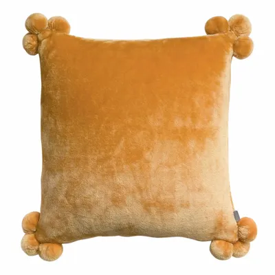 Cushions - Tender Pompons Cushion Ocre 45 X 45 - MAISON VIVARAISE - SDE VIVARAISE WINKLER