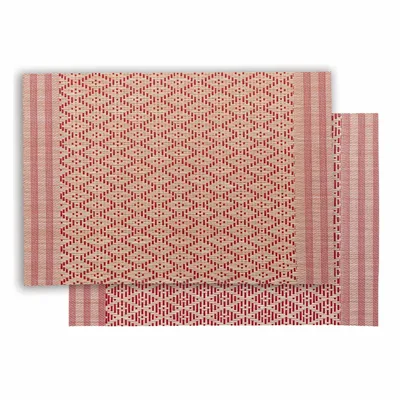 Table cloths - Kadra Placemat Set Naturel/Rouge 33 X 45 - MAISON VIVARAISE - SDE VIVARAISE WINKLER