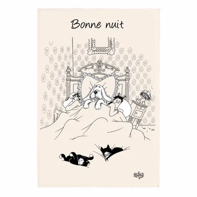 Torchons - Torchon Dubout Bonne nuit Ecru 48 x 72 - MAISON VIVARAISE - SDE VIVARAISE WINKLER