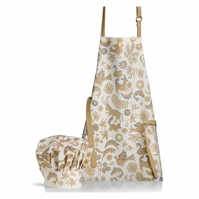 Tabliers de cuisine - Tablier de cuisine et toque en coton bio Pandi Naturel 52 x 63 - MAISON VIVARAISE - SDE VIVARAISE WINKLER