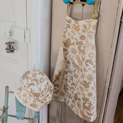 Tabliers de cuisine - Tablier de cuisine et toque en coton bio Pandi Naturel 52 x 63 - MAISON VIVARAISE - SDE VIVARAISE WINKLER