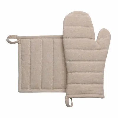 Potholders - Recycled Oven Mitt and Pot Holder Jona Naturel 15 X 30 - MAISON VIVARAISE - SDE VIVARAISE WINKLER