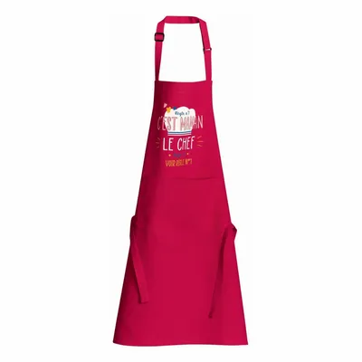 Tabliers de cuisine - Tablier de cuisine Chef maman recyclé Rose 72 x 90 - MAISON VIVARAISE - SDE VIVARAISE WINKLER