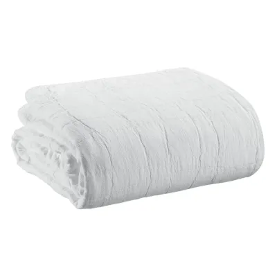 Linge de lit - Jeté recyclé Titou Blanc 180 x 260 - MAISON VIVARAISE - SDE VIVARAISE WINKLER