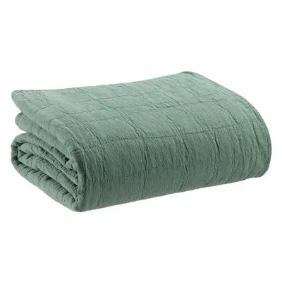 Bed linens - Recycled Bed Throw Titou Vert de gris 240 X 260 - MAISON VIVARAISE - SDE VIVARAISE WINKLER