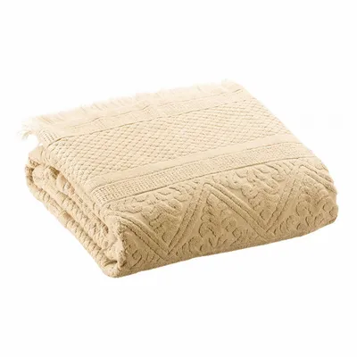 Serviettes de bain - Drap de bain uni Zoe Vanille 100 x 180 - MAISON VIVARAISE - SDE VIVARAISE WINKLER