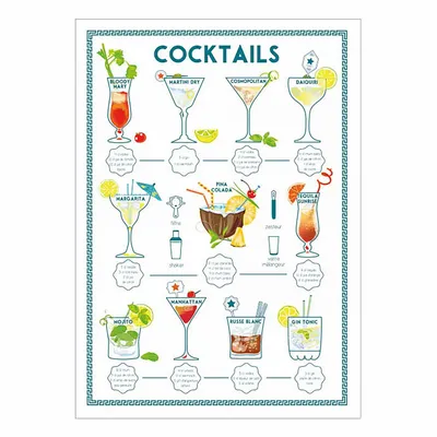 Dish towels - Cocktails tea towel Assortis 50 X 70 - MAISON VIVARAISE - SDE VIVARAISE WINKLER