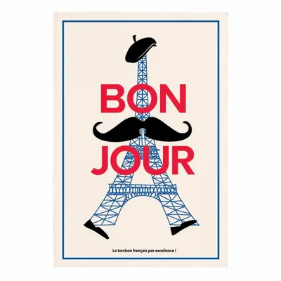Torchons - Torchon Bonjour Ecru 48 x 72 - MAISON VIVARAISE - SDE VIVARAISE WINKLER