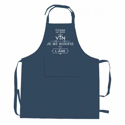 Tabliers de cuisine - Tablier de cuisine Je me bonifie avec l'âge recyclé Indigo 72 x 90 - MAISON VIVARAISE - SDE VIVARAISE WINKLER