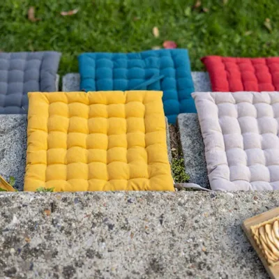 Chaises - Galette de chaise 36 points Zea recyclée Paon 38 x 38 x 3 cm - MAISON VIVARAISE - SDE VIVARAISE WINKLER