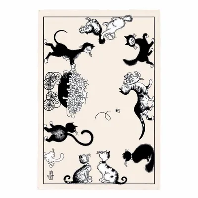 Torchons - Torchon Dubout Chats farandole Ecru 48 x 72 - MAISON VIVARAISE - SDE VIVARAISE WINKLER