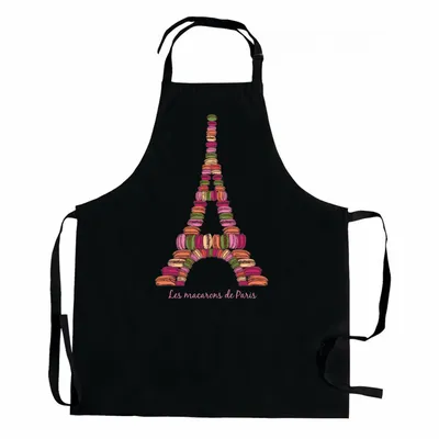 Tabliers de cuisine - Tablier de cuisine Macarons de Paris recyclé Noir 72 x 90 - MAISON VIVARAISE - SDE VIVARAISE WINKLER