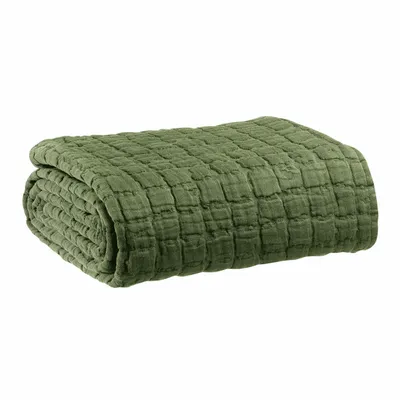 Bed linens - Swami Bed Throw Olive 240 X 260 - MAISON VIVARAISE - SDE VIVARAISE WINKLER