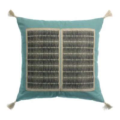 Coussins - Coussin brodé Yaël Prusse 45 x 45 - MAISON VIVARAISE - SDE VIVARAISE WINKLER