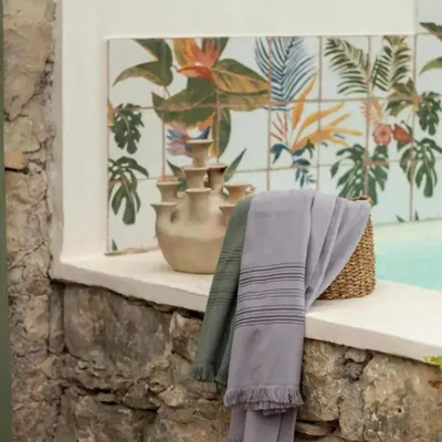 Bed linens - Hammam Towel Cancun Brume 90 X 180 - MAISON VIVARAISE - SDE VIVARAISE WINKLER