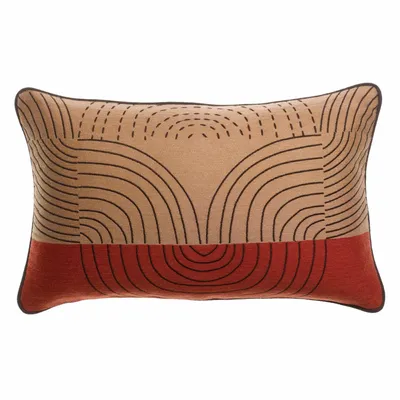 Cushions - Embroidered Cushion Etna Sienne 30 X 50 - MAISON VIVARAISE - SDE VIVARAISE WINKLER