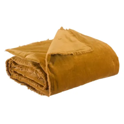 Throw blankets - Plain Fara Throw Safran 135 X 200 - MAISON VIVARAISE - SDE VIVARAISE WINKLER