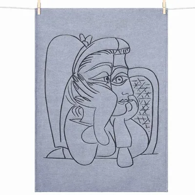 Dish towels - TEA TOWEL" PORTRAIT DE JACQUELINE ACCOUDÉE " by Pablo Picasso - TISSAGE MOUTET