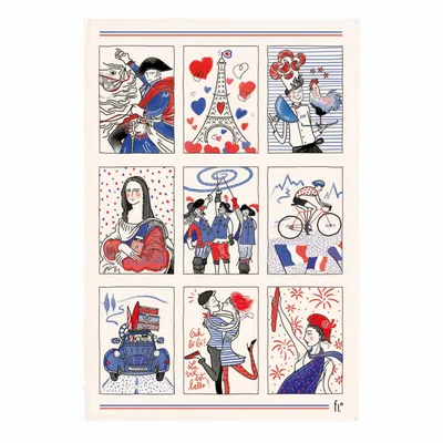 Dish towels - French Symbols Tea Towel Écru 48 X 72 - MAISON VIVARAISE - SDE VIVARAISE WINKLER