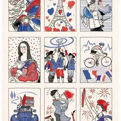 Dish towels - French Symbols Tea Towel Écru 48 X 72 - MAISON VIVARAISE - SDE VIVARAISE WINKLER