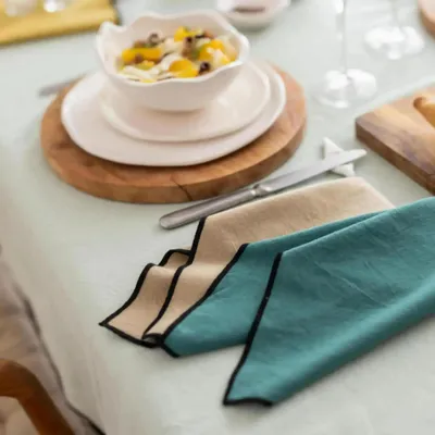 Serviettes - Serviette de table recyclée Grace Camel 40 x 40 - MAISON VIVARAISE - SDE VIVARAISE WINKLER