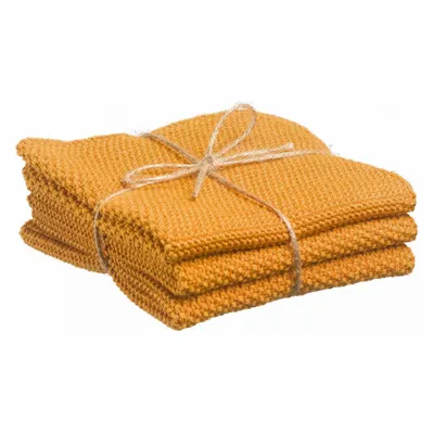 Kitchen utensils - Set of 3 Recycled Knitted Hand Towels Izan Tournesol 25 X 25 - MAISON VIVARAISE - SDE VIVARAISE WINKLER