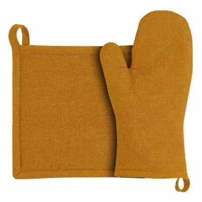 Potholders - Recycled Kitchen Glove and Pot Holder Jona Ambre 15 X 30 - MAISON VIVARAISE - SDE VIVARAISE WINKLER