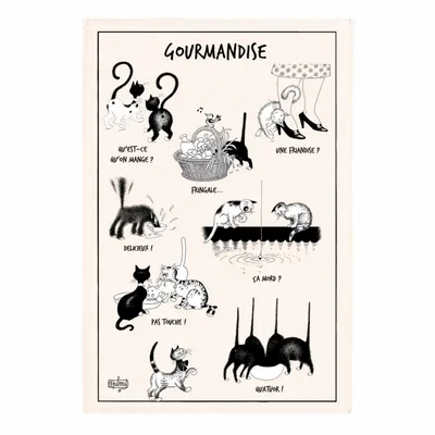 Torchons - Torchon Dubout La gourmandise Ecru 48 x 72 - MAISON VIVARAISE - SDE VIVARAISE WINKLER