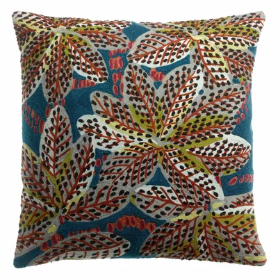 Coussins textile - Coussin brodé Ariane Pétrole 45 x 45 - MAISON VIVARAISE - SDE VIVARAISE WINKLER