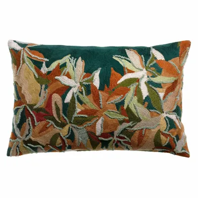 Cushions - Embroidered Cushion Alina Pétrole 40 X 65 - MAISON VIVARAISE - SDE VIVARAISE WINKLER